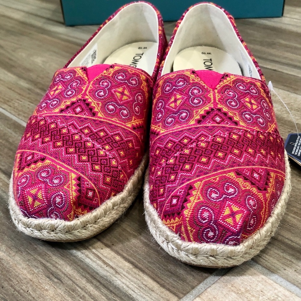TOMS Pink Multi Floral Woven Espradille Alpargatas - Picture 4 of 12